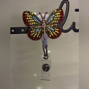 Multicolor Crystal Butterfly Badge Reel